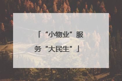 “小物业”服务“大民生”