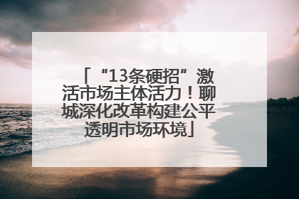 “13条硬招”激活市场主体活力！聊城深化改革构建公平透明市场环境