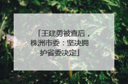 王建勇被查后，株洲市委：坚决拥护省委决定
