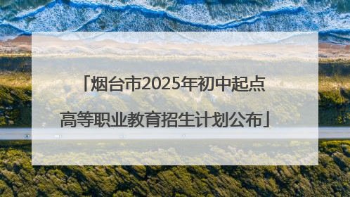 烟台市2025年初中起点高等职业教育招生计划公布