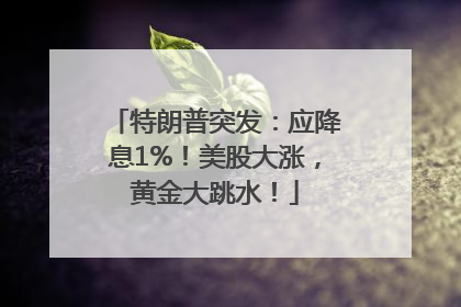 特朗普突发：应降息1%！美股大涨，黄金大跳水！