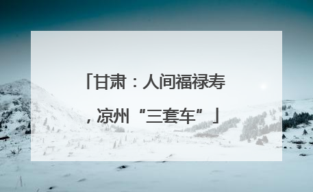 甘肃：人间福禄寿，凉州“三套车”