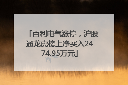 百利电气涨停，沪股通龙虎榜上净买入2474.95万元
