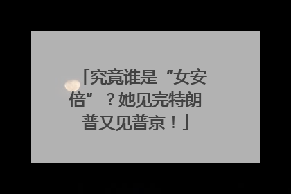 究竟谁是“女安倍”？她见完特朗普又见普京！