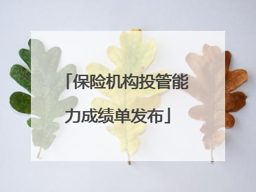 保险机构投管能力成绩单发布