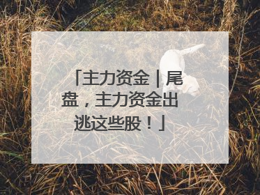 主力资金｜尾盘，主力资金出逃这些股！