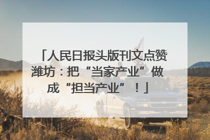 人民日报头版刊文点赞潍坊：把“当家产业”做成“担当产业”！