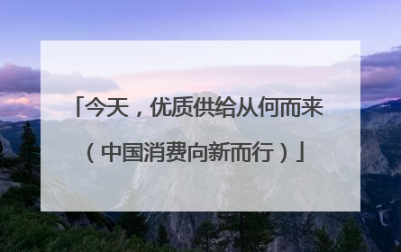 今天，优质供给从何而来（中国消费向新而行）