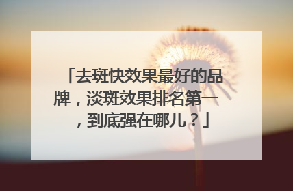 去斑快效果最好的品牌，淡斑效果排名第一，到底强在哪儿？
