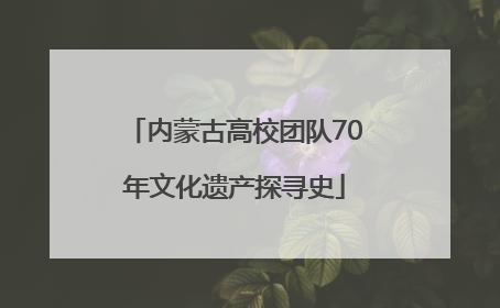 内蒙古高校团队70年文化遗产探寻史