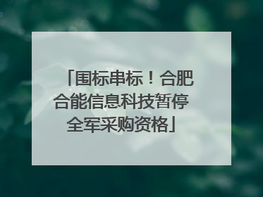 围标串标！合肥合能信息科技暂停全军采购资格