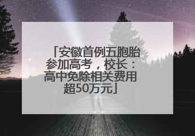 安徽首例五胞胎参加高考，校长：高中免除相关费用超50万元
