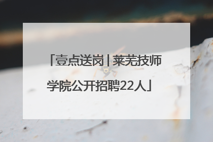 壹点送岗│莱芜技师学院公开招聘22人