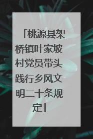 桃源县架桥镇叶家坡村党员带头践行乡风文明二十条规定