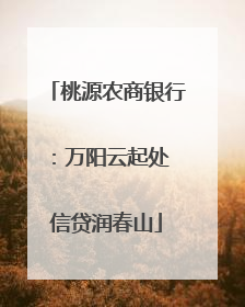 桃源农商银行：万阳云起处 信贷润春山