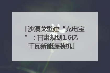 沙漠戈壁建“充电宝”：甘肃规划1.6亿千瓦新能源装机