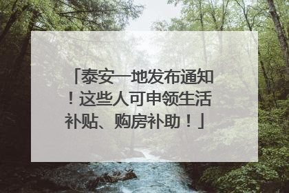 泰安一地发布通知！这些人可申领生活补贴、购房补助！