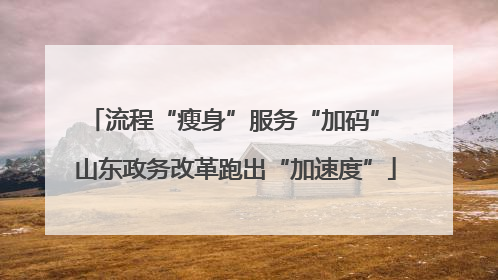 流程“瘦身”服务“加码” 山东政务改革跑出“加速度”