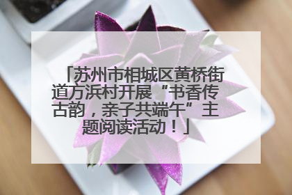 苏州市相城区黄桥街道方浜村开展“书香传古韵，亲子共端午”主题阅读活动！
