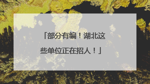 部分有编！湖北这些单位正在招人！
