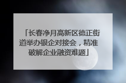 长春净月高新区德正街道举办银企对接会，精准破解企业融资难题